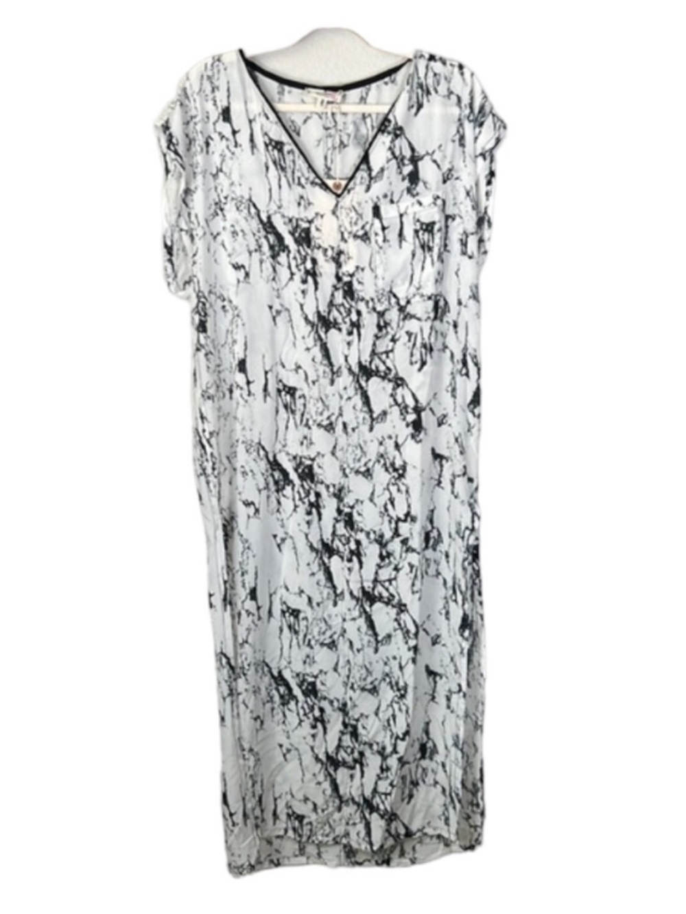 Lemlem Black And White Hana Caftan Silk Maxi Dress S,M